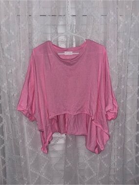 NWOT Pink Lily Oversized Bright Pink Draped Boxy Top